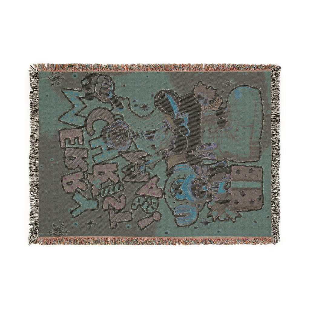 Holiday Anime Woven Blanket – Cozy Cotton Throw with Fringe